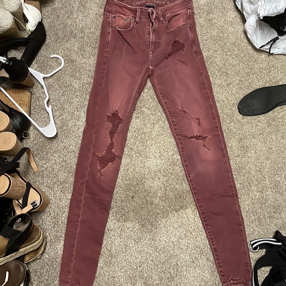 Maroon American eagle jeans